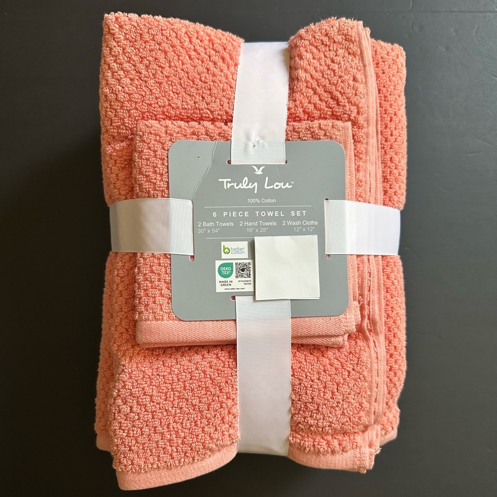 6pc TRULY LOU 100% Cotton Bath Towel Set - RLPapaya - Picture 2 of 3